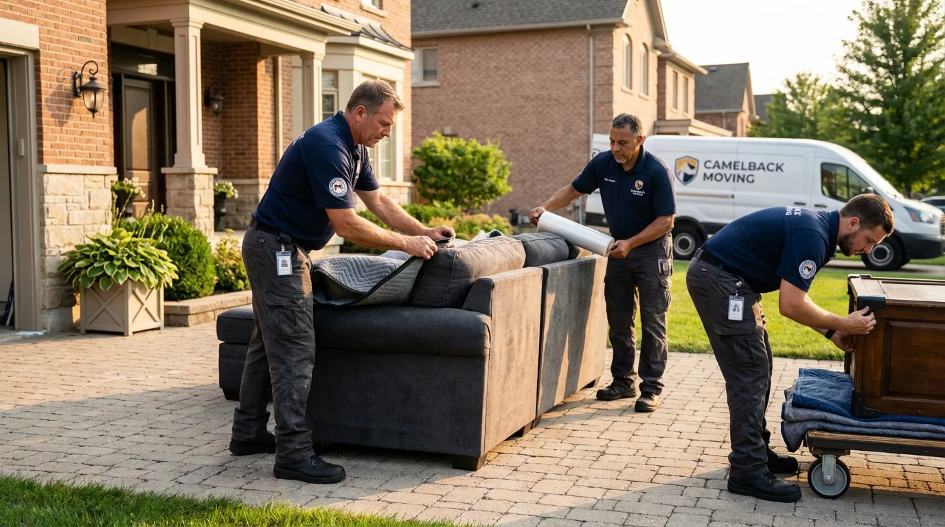 Large estate moving crew wrapping furniture in Norco, LA